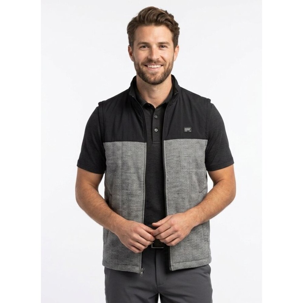 Travis Mathew Zappers Golf Vest Mens Small S Black Grey Full Zip Layer 1MV276